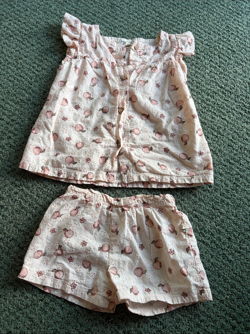 Girls' Pink Sleeveless Set with peach Print